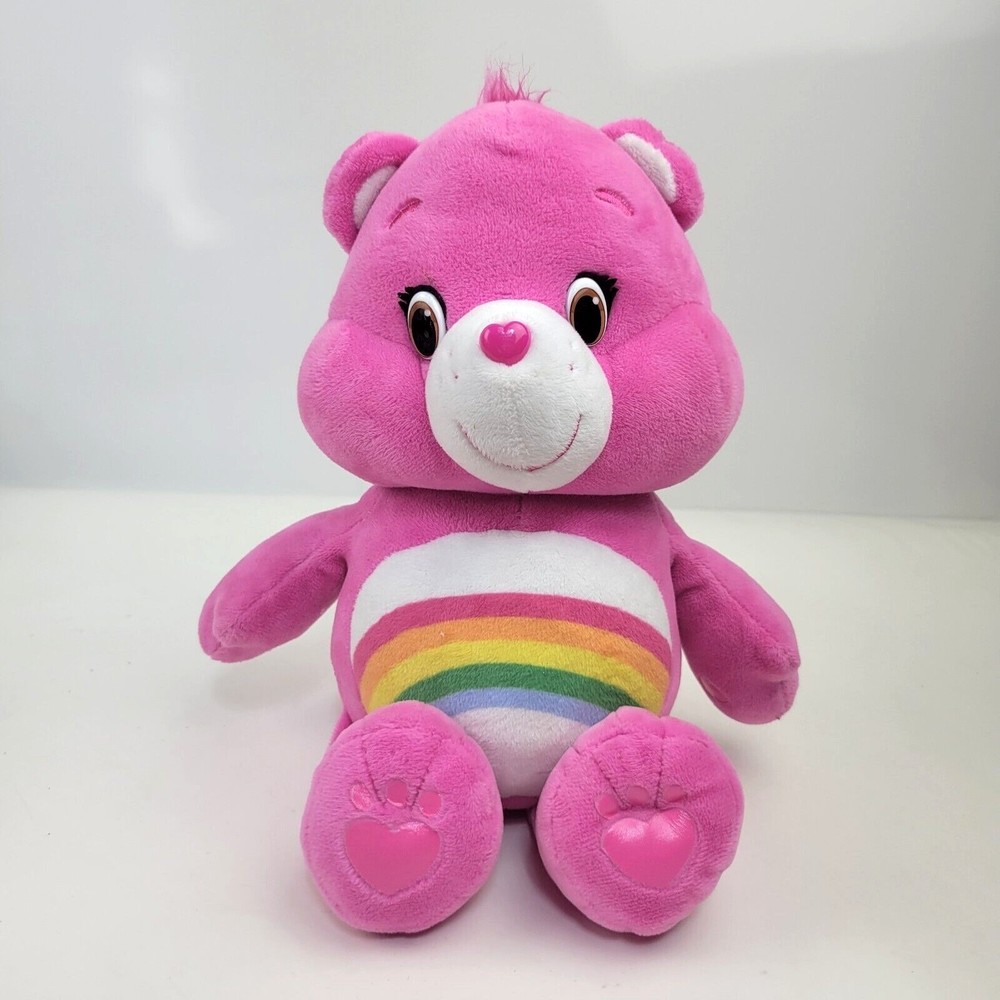 Care Bears Pink Cheer Bear Hug and Giggle Rainbow Plush Giggles Sound 13" 2018